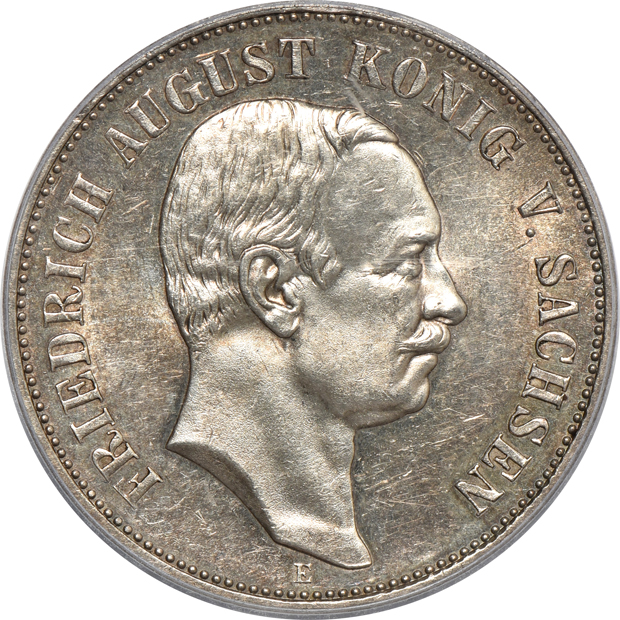 Multiple - Three German coins and a Demark speciedaler, all PCGS