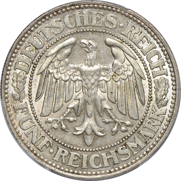 Germany - A 3 mark and three 5 mark, all PCGS