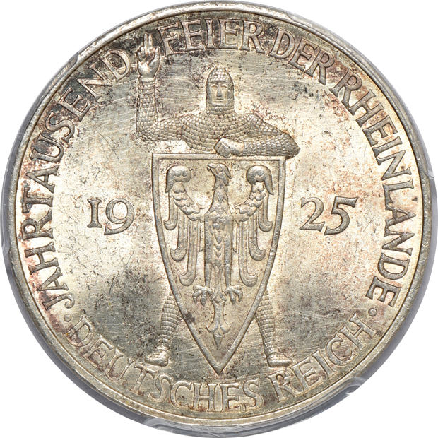 Germany - A 3 mark and three 5 mark, all PCGS