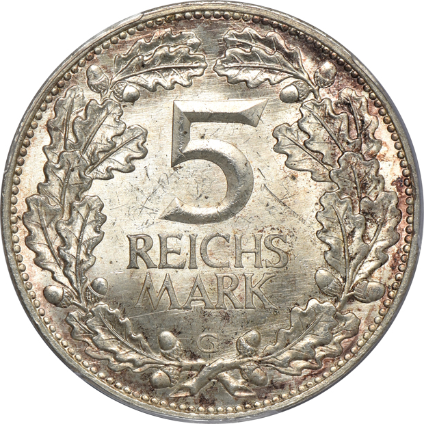Germany - A 3 mark and three 5 mark, all PCGS
