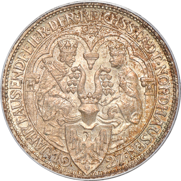 Germany - A 3 mark and three 5 mark, all PCGS