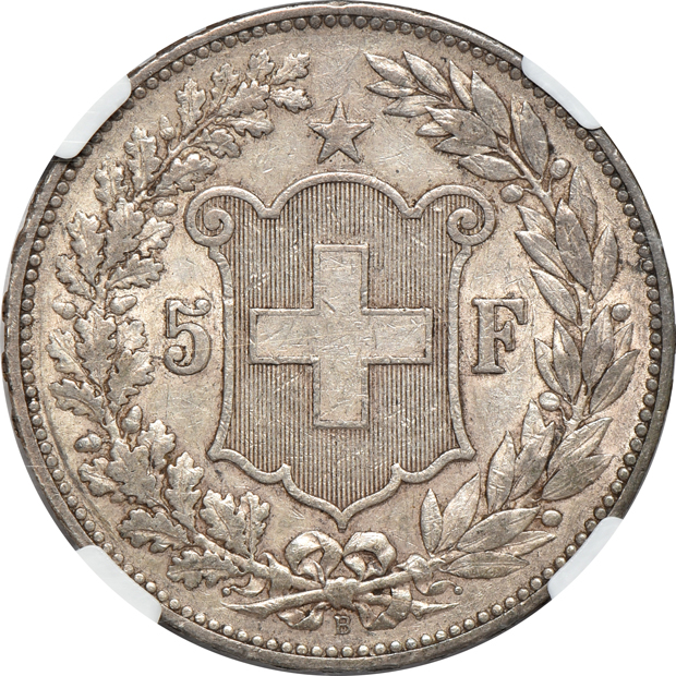 Multiple - 1790 Switzerland taler XF-40, 1818-CNB NC Russia rouble VF-30, and an 1891-B Switzerland 5 francs XF-45, all NGC