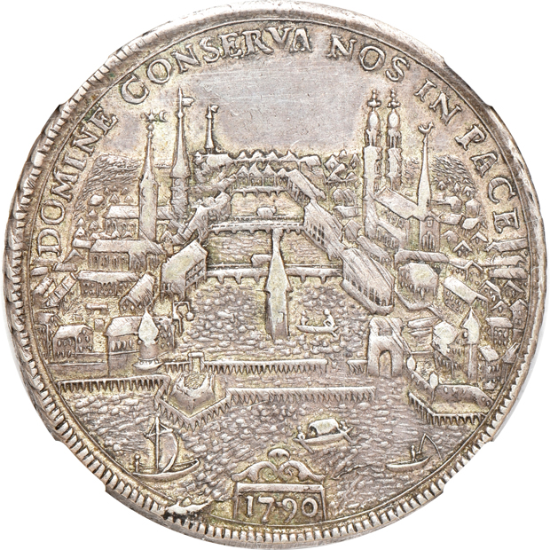 Multiple - 1790 Switzerland taler XF-40, 1818-CNB NC Russia rouble VF-30, and an 1891-B Switzerland 5 francs XF-45, all NGC