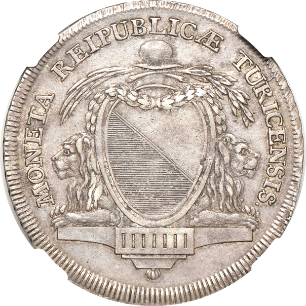 Multiple - 1790 Switzerland taler XF-40, 1818-CNB NC Russia rouble VF-30, and an 1891-B Switzerland 5 francs XF-45, all NGC