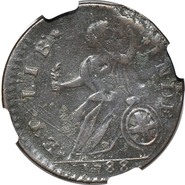 1788 'Et Lib Inde' Vermont NGC VF details/bent