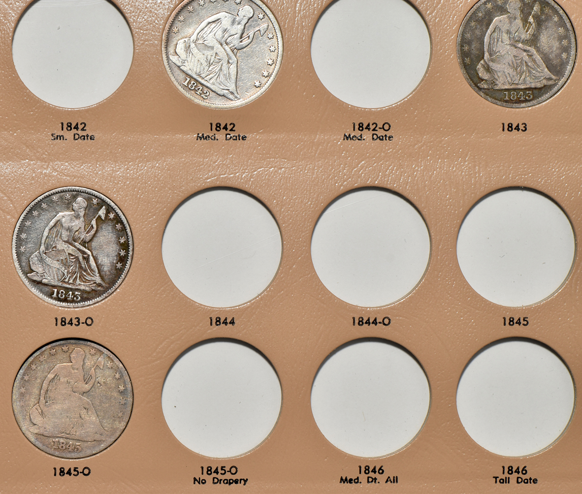 Collection of 50 different Liberty Seated half-dollars in a Dansco 6152 album