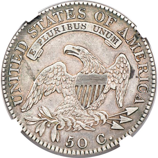 1820 Large Date, Square 2 No Knob NGC XF-40, and an 1827 Square Base 2 PCGS AU-50 CAC