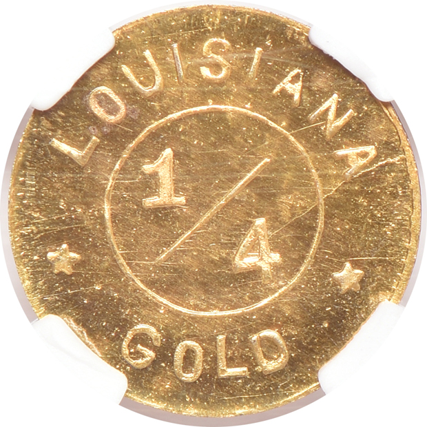 1904 Louisiana Purchase Expo - H-61-310 1/4 gold token 10 stars MS-67 DPL, and a H-61-330 1/2 gold token MS-64 DPL, both NGC