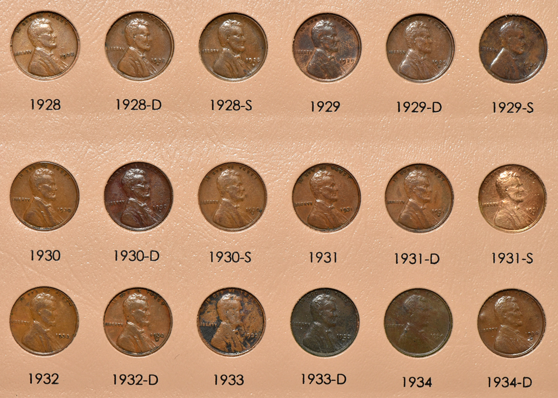 Complete collection of Lincoln wheat cents in a Dansco 7103 album