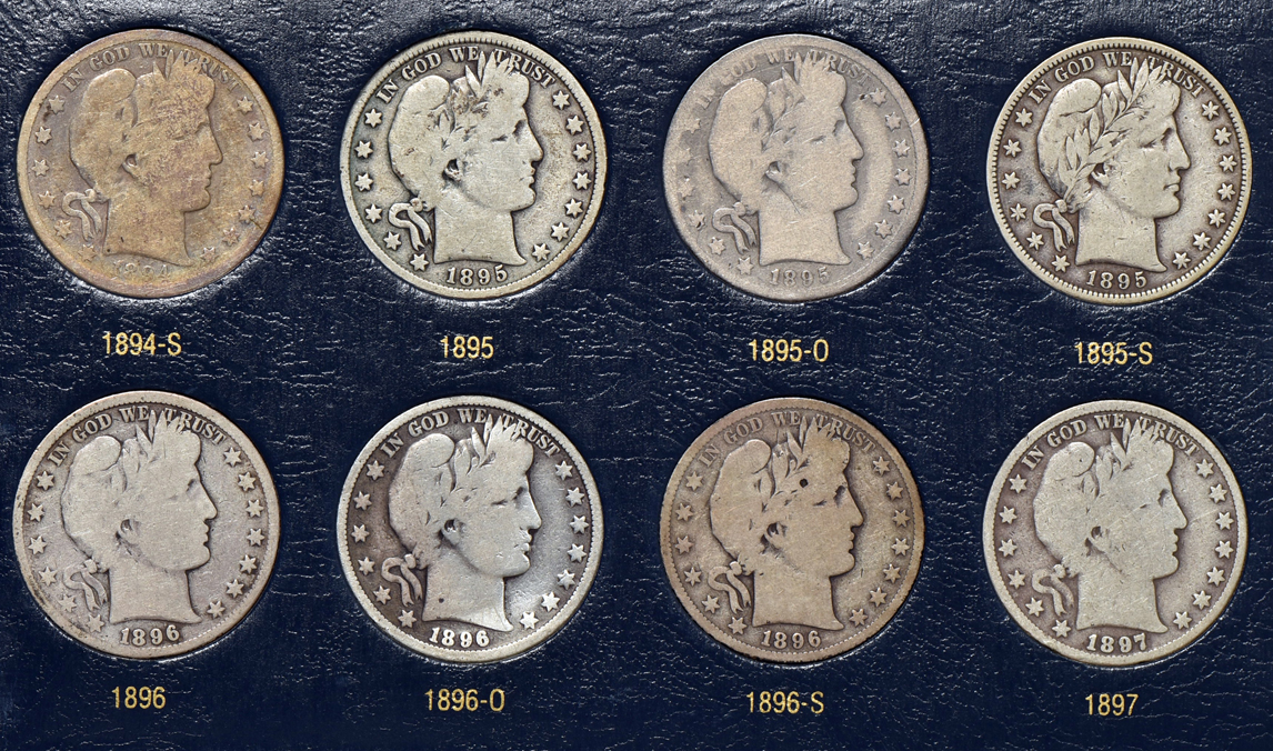 Collection of Barber half-dollars in a Whitman Classic 9124 album