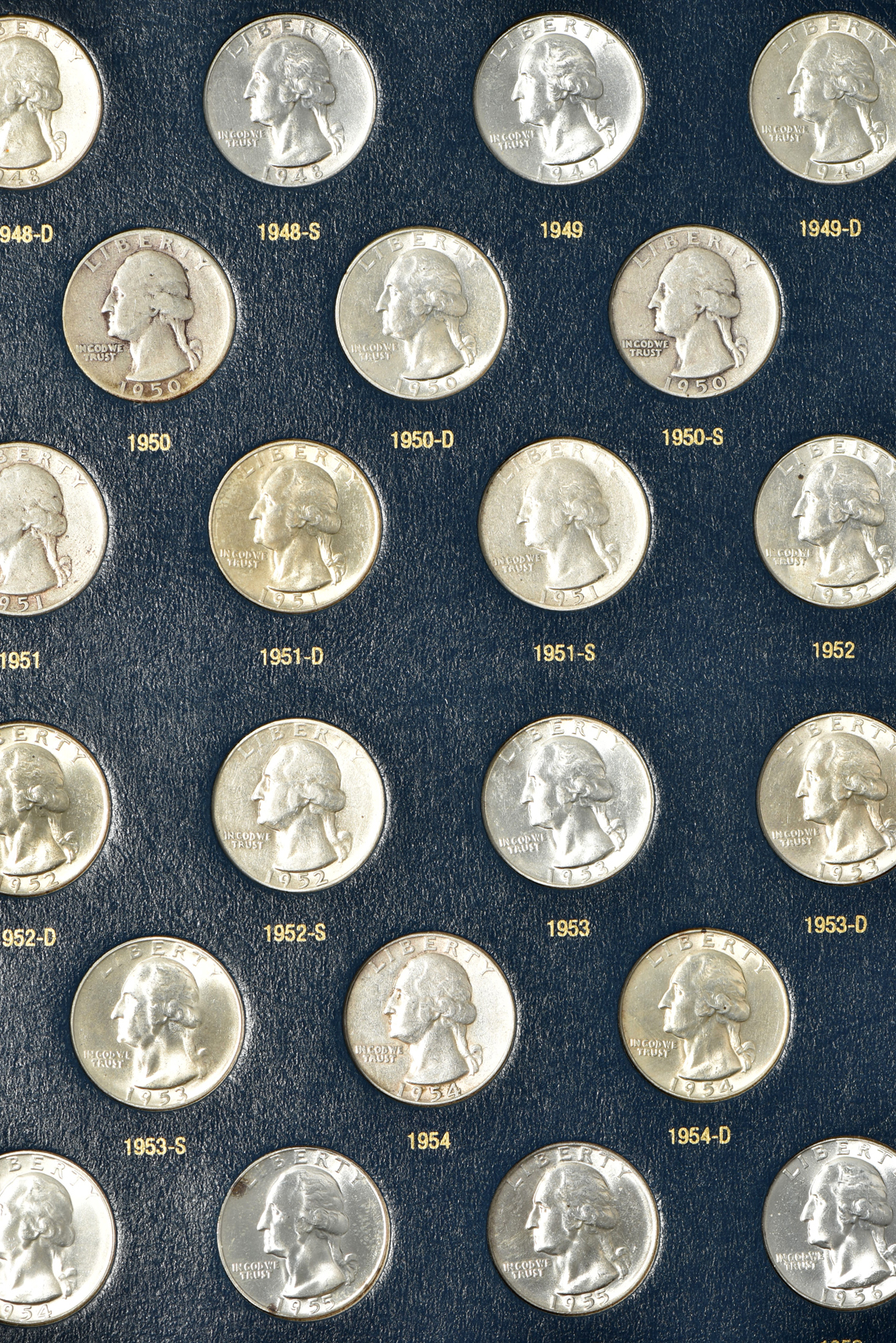 Collection of Washington quarters 1932 through 1965 in a Whitman Classic 9122 album