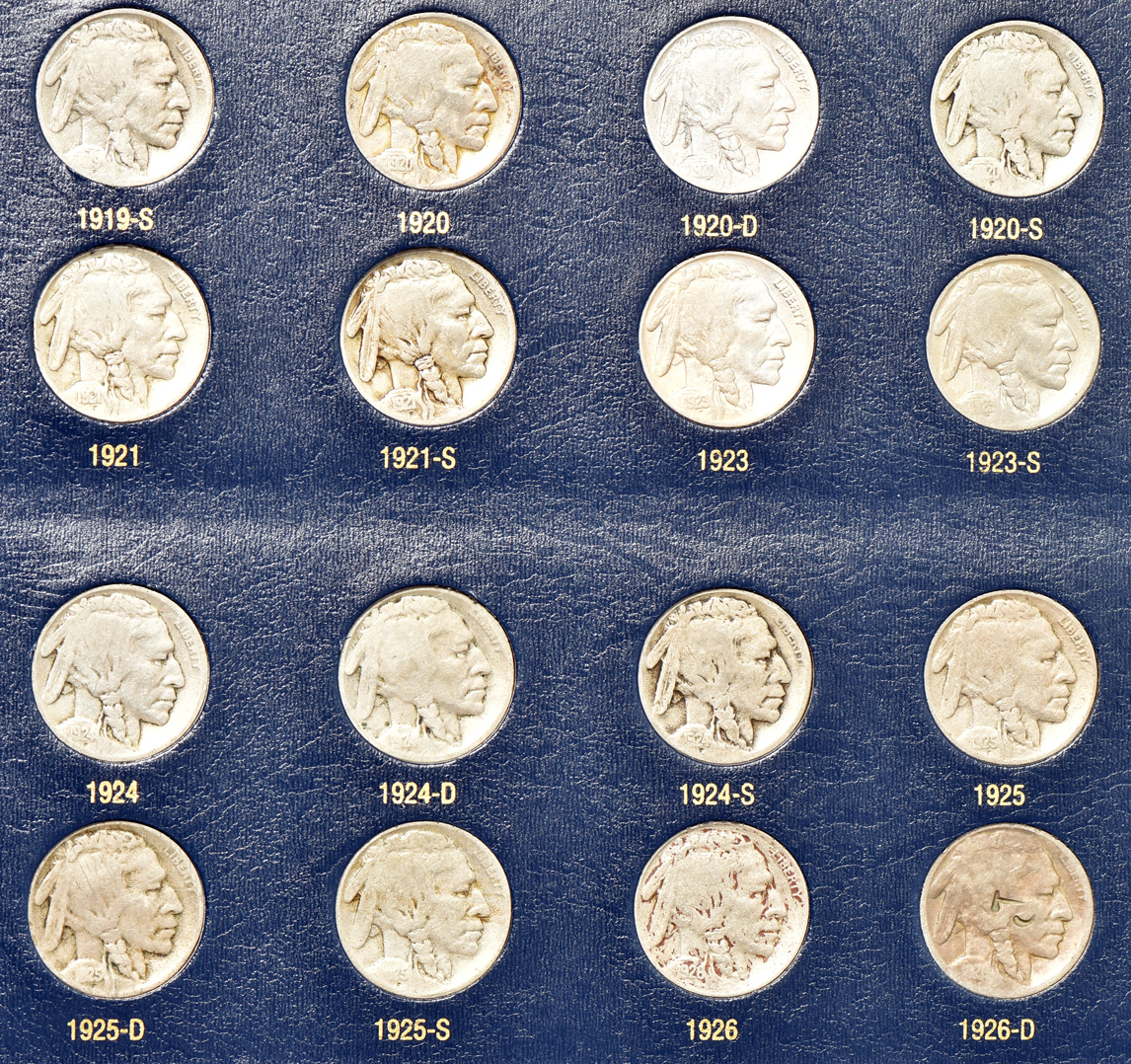 Complete collection of Buffalo nickels in a Whitman Classic 9115 album