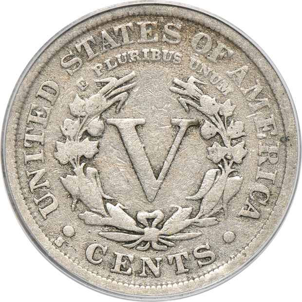 1909-S Indian cent VF-25, 1912-S Liberty nickel F-12, and a 1937-D three-legged Buffalo nickel F-15, all PCGS