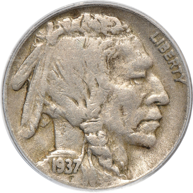 1909-S Indian cent VF-25, 1912-S Liberty nickel F-12, and a 1937-D three-legged Buffalo nickel F-15, all PCGS
