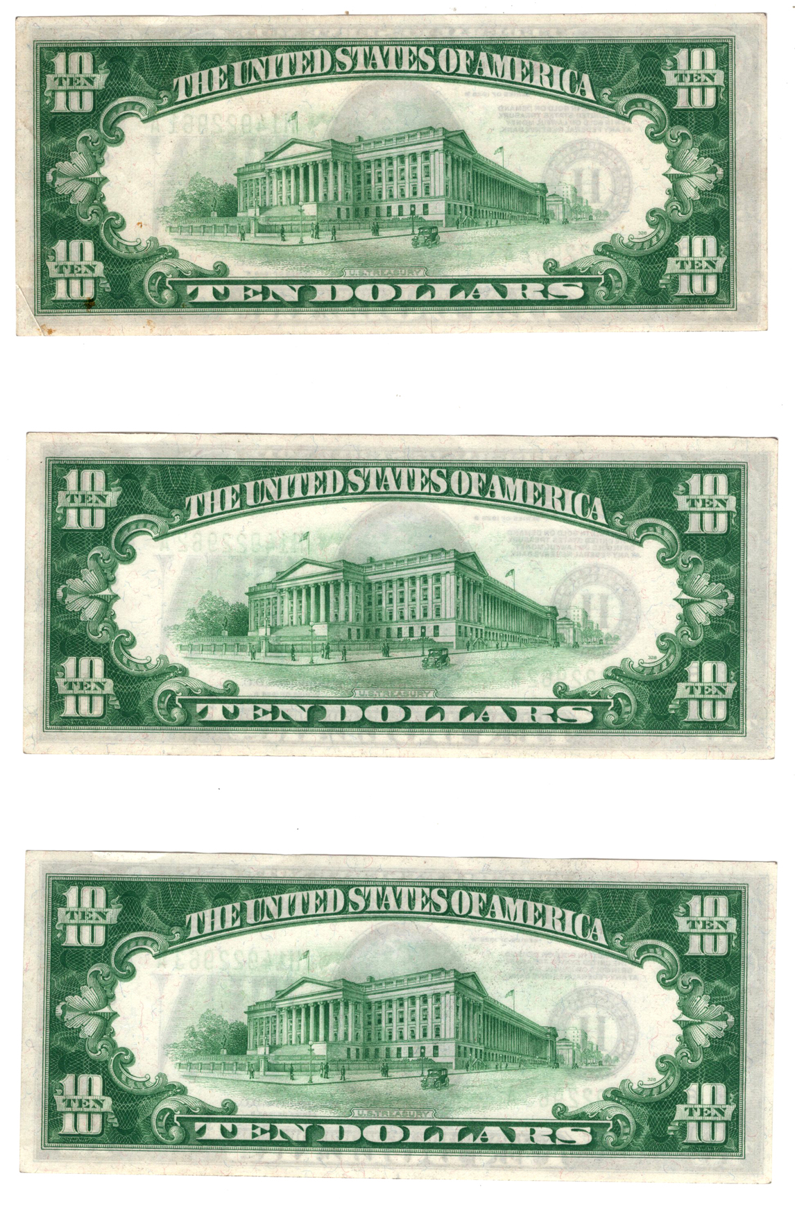 Ten sequential 1928-B $10 St. Louis - ChCU