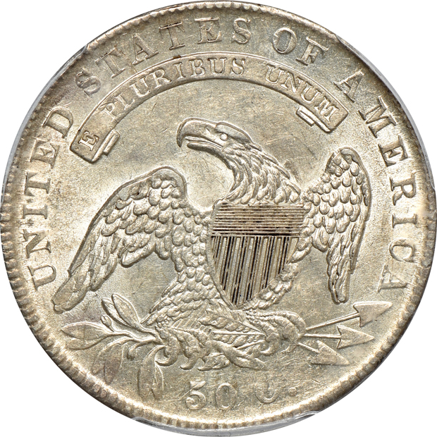 1825 VF-35, 1828 Curl Base 2, No Knob AU-50, and an 1836 Lettered Edge AU-55, all PCGS