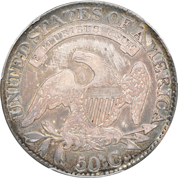 1825 VF-35, 1828 Curl Base 2, No Knob AU-50, and an 1836 Lettered Edge AU-55, all PCGS