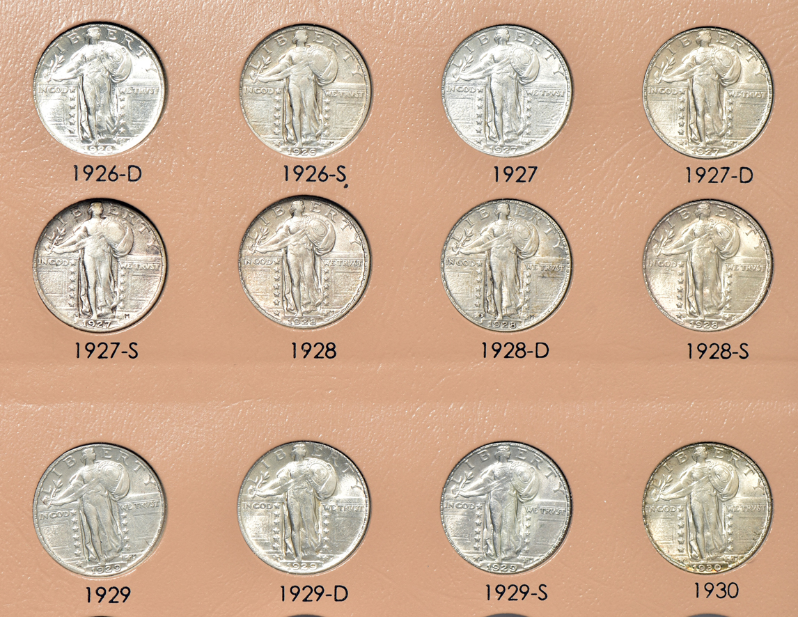 Collection of 35 different Standing Liberty quarters in a Dansco 7132 album