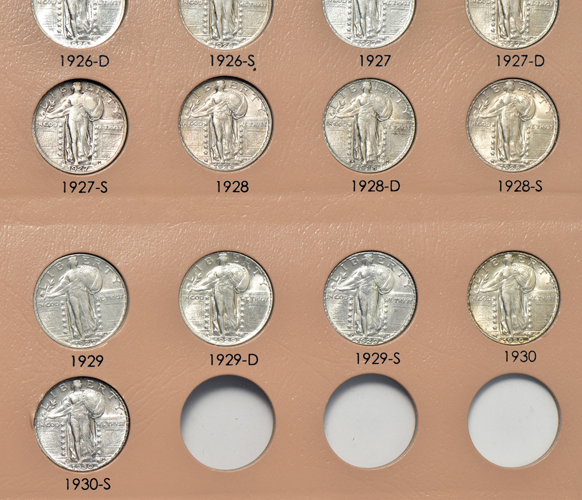 Collection of 35 different Standing Liberty quarters in a Dansco 7132 album