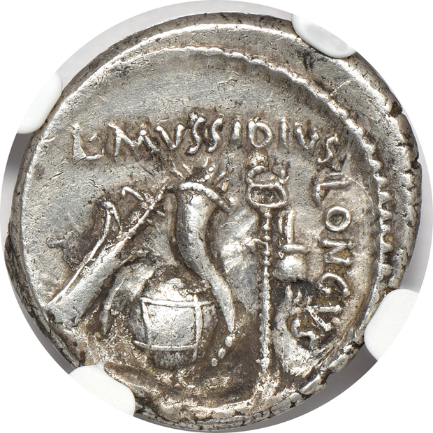 Roman Empire - 42 BC denarius- NGC Ch AU