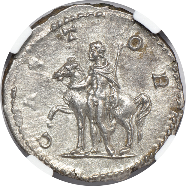 Roman Empire - AD 209-211 denarius - NGC Ch AU