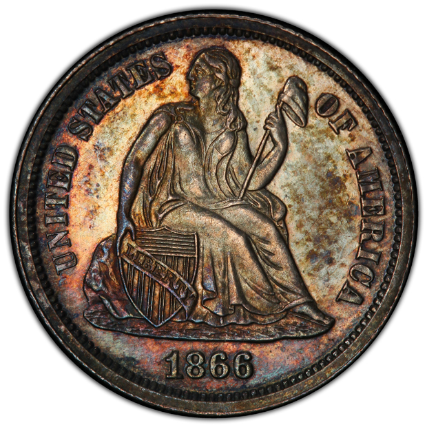 1864 PR-64, and an 1866 PR-63, both PCGS