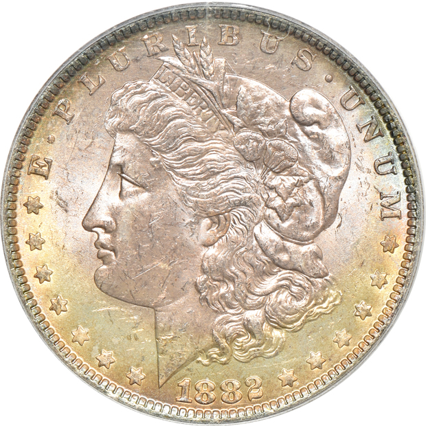 1882-O/S Recessed S VAM-4 NGC MS-62, 1882-O/S Broken S VAM-5 NGC MS-63, and an 1882-O/S Broken S VAM-5 PCGS MS-63