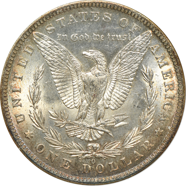 1882-O PCGS MS-64+, 1883-O NGC MS-64, and an 1886 NGC MS-66, all CAC