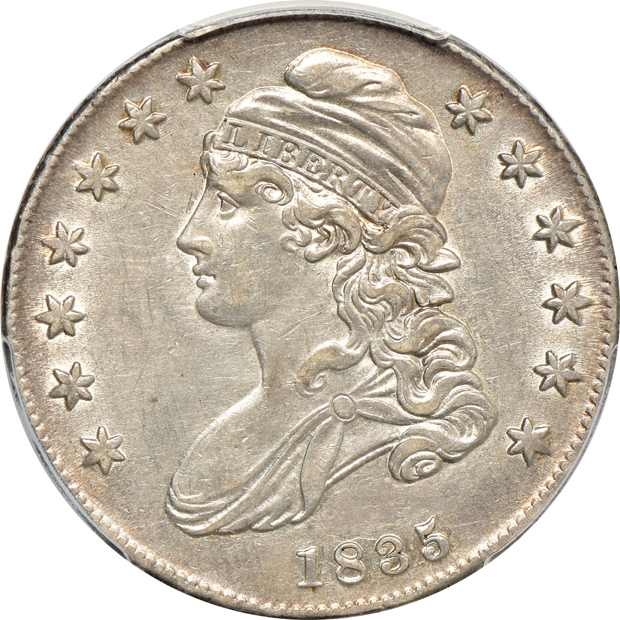1835 PCGS AU-50, and an 1854 arrows NGC AU-50