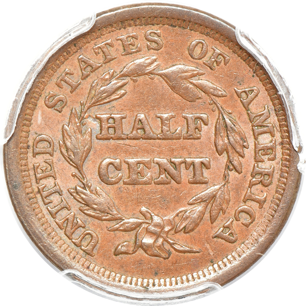 1834 Capped Bust quarter VF-35, 1851 half-cent AU-55, and an 1875-S twenty-cent piece AU-53, all PCGS