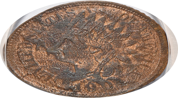 Finest known 1904 The Pike Souvenir elongated cent NGC MS-67 RB, plus two additional 1904 World's Fair elongated cents