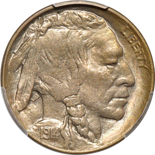 1914-D Buffalo nickel MS-63, and a 1972 Doubled Die Obverse Lincoln cent MS-65RD, both PCGS