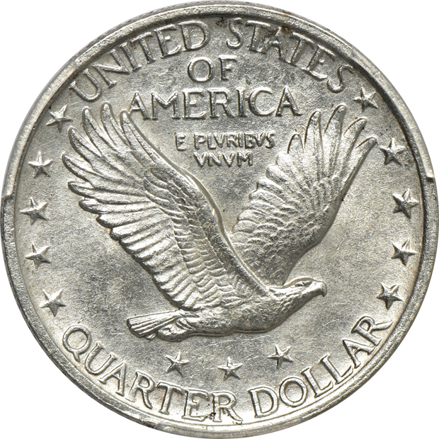 1921 Standing Liberty quarter, and a 1937-D three-legged Buffalo nickel, both PCGS AU details/scratch