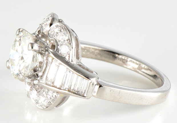 Platinum Diamond Ring with a 1.37 Carat Round Brilliant Diamond, GIA #2201439389