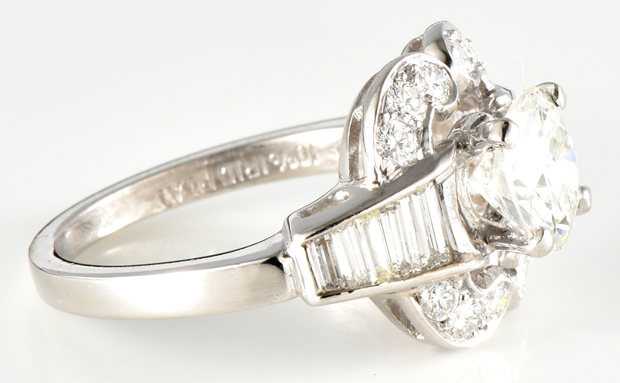 Platinum Diamond Ring with a 1.37 Carat Round Brilliant Diamond, GIA #2201439389