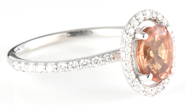 14K White Gold Orange Sapphire Ring