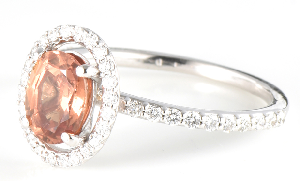 14K White Gold Orange Sapphire Ring