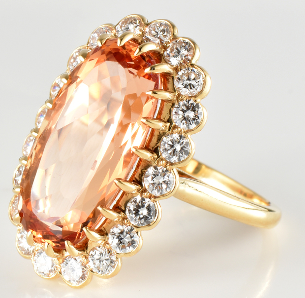 18K Yellow Gold Precious Orange Topaz Ring, SGL #210121F-SC