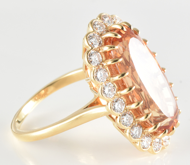 18K Yellow Gold Precious Orange Topaz Ring, SGL #210121F-SC