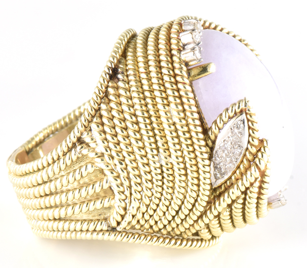 18K Yellow Gold Purple Jade Ring