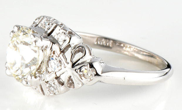 14K White Gold Diamond Ring with a 1.48 Carat Round Brilliant, GIA #5211363760