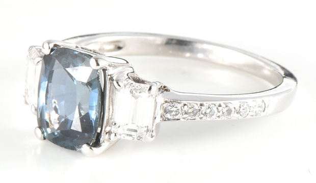 14K White Gold Ring with a 1.95 Carat Blue Sapphire, GIA #6217367897