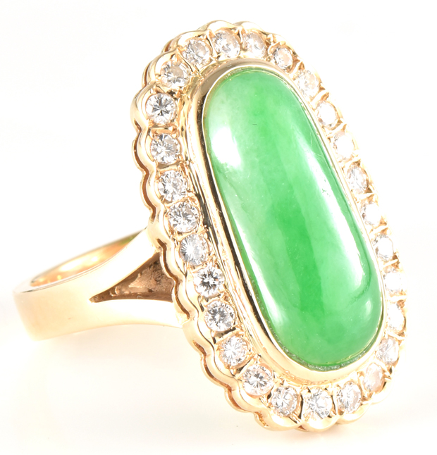 18K Yellow Gold Jade Ring