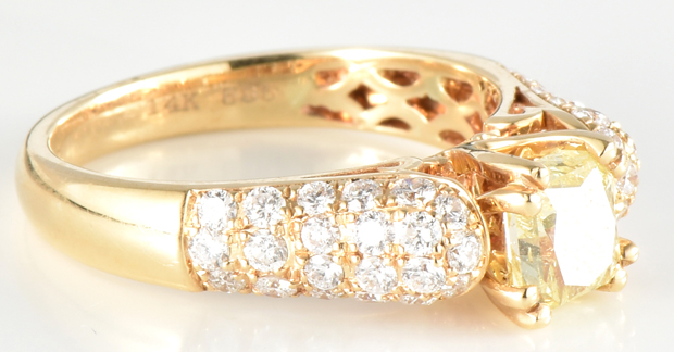 14K Yellow Gold Diamond Ring with a .97 Carat Cut-Corner Rectangular Modified Brilliant Diamond, GIA #2205110391