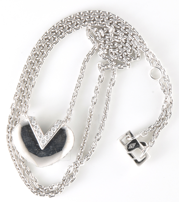 18K White Gold Louis Vuitton Heart Necklace