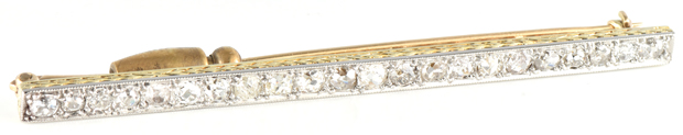 14K Two-Tone Diamond Bar Pin