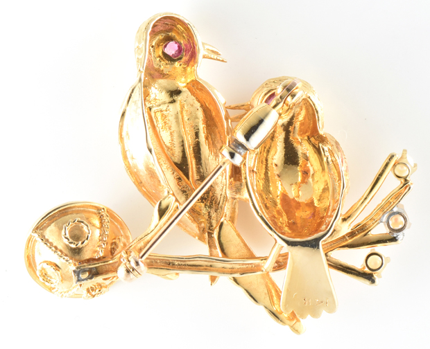 14K Yellow Gold Bird Pin