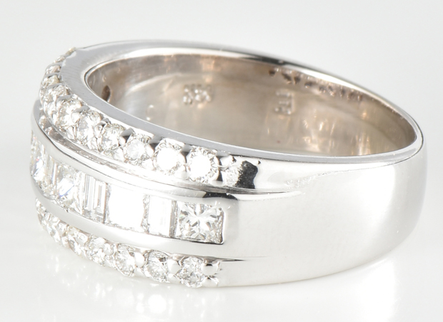 14K White Gold Diamond Band