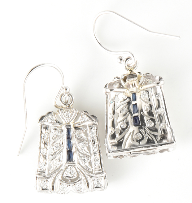 Platinum and 14K White Gold Vintage Earrings