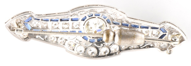 Platinum Diamond and Sapphire Pin